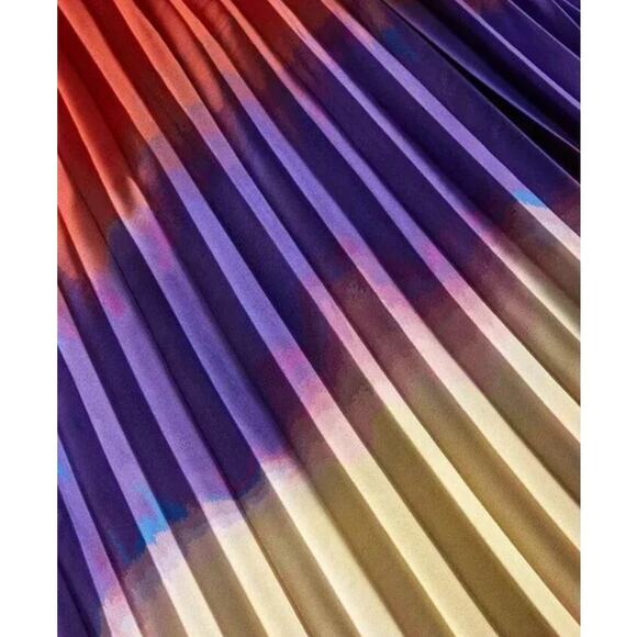 NWT Tahari ASL Ombre' Pleated Trapeze Midi Dress Sz 6 Handkerchief Hem MSRP $169 - Picture 2 of 14